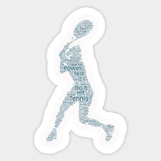 Tennis Player Silhouette Shape Text Word Cloud Sticker